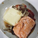 レンジで⭐蒸し鮭&蒸し豆腐〜トマトきのこソース〜